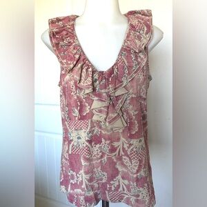 Ralph Lauren Floral Ruffle Sleeveless Top